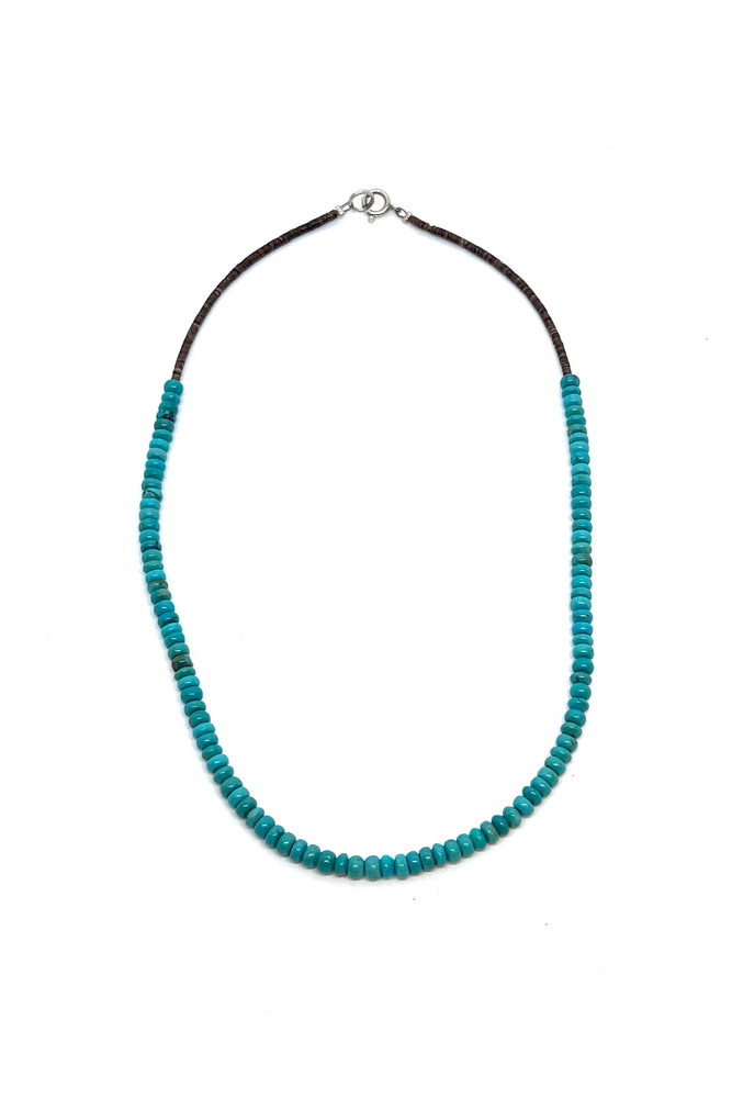 Delicate Turquoise Rondelle Santo Domingo Bead Necklace