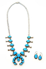Ted Secatero Turquoise Squash Blossom Necklace with Earrings