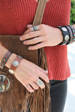Brown Buffalo Nickel Leather Snap Bracelets (Narrow)