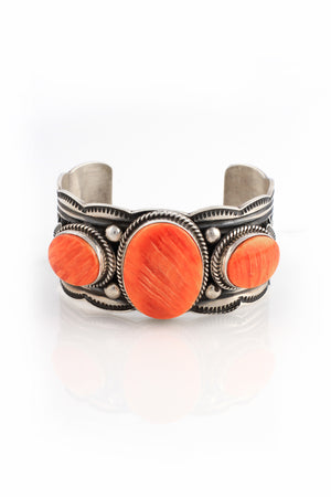 
                
                    Load image into Gallery viewer, Albert Jake Women’s Orange Spiny Shell Cuff Bracelet
                
            
