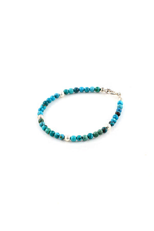 Children's Turquoise and Silver Bead Bracelet