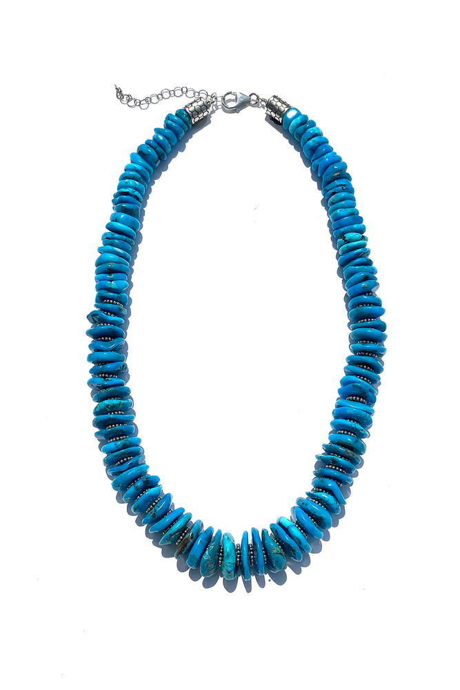 
                
                    Load image into Gallery viewer, Navajo Kingman Turquoise Disc Bead Necklace
                
            