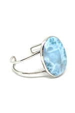Modern Sterling Silver Larimar Cuff Bracelet
