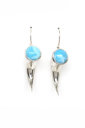 Edgy Sterling Silver and Larimar Earrings