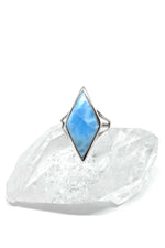 Sterling Silver Diamond Shaped Larimar Ring (Size 7 1/2, 10)