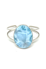Modern Sterling Silver Larimar Cuff Bracelet