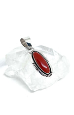 Navajo Lonnie Willie Mediterranean Red Coral Pendant