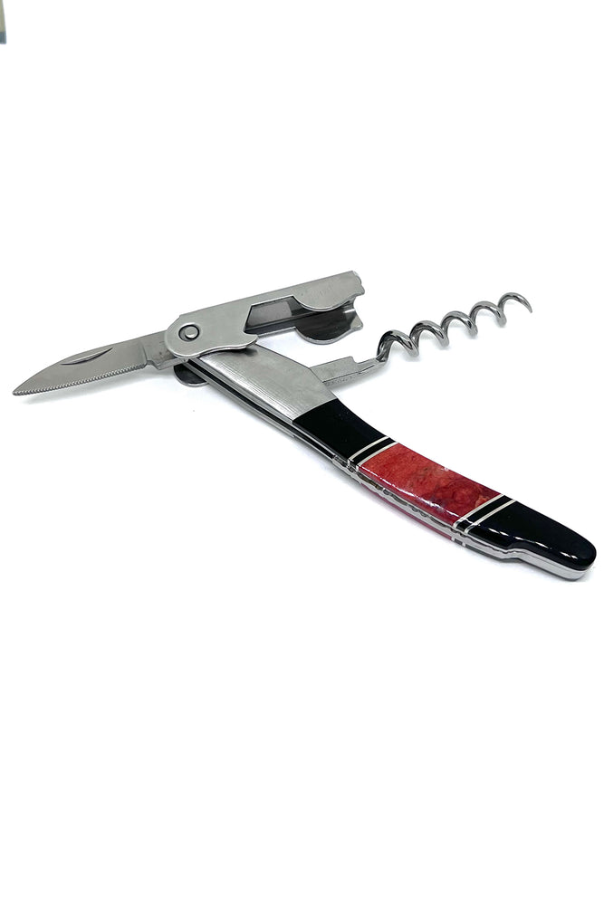 Red Coral and Black Jet Waiter Knife