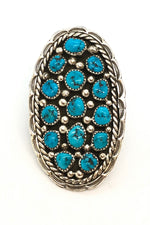 Darlene Begay Kingman Turquoise Cluster Ring (Size 8)