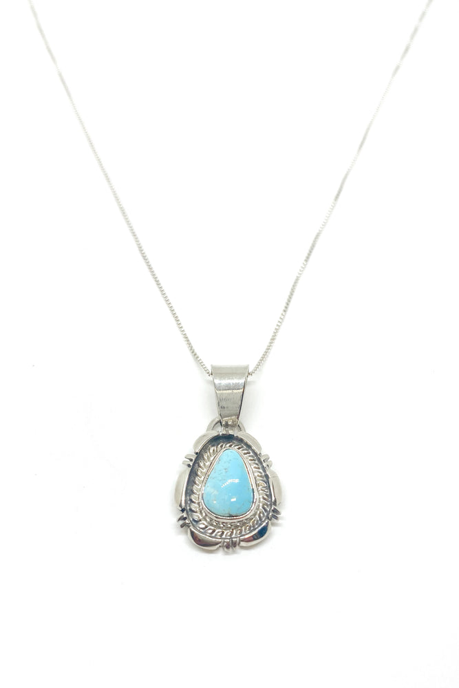 Petite Dry Creek White Turquoise Sterling Silver Pendant