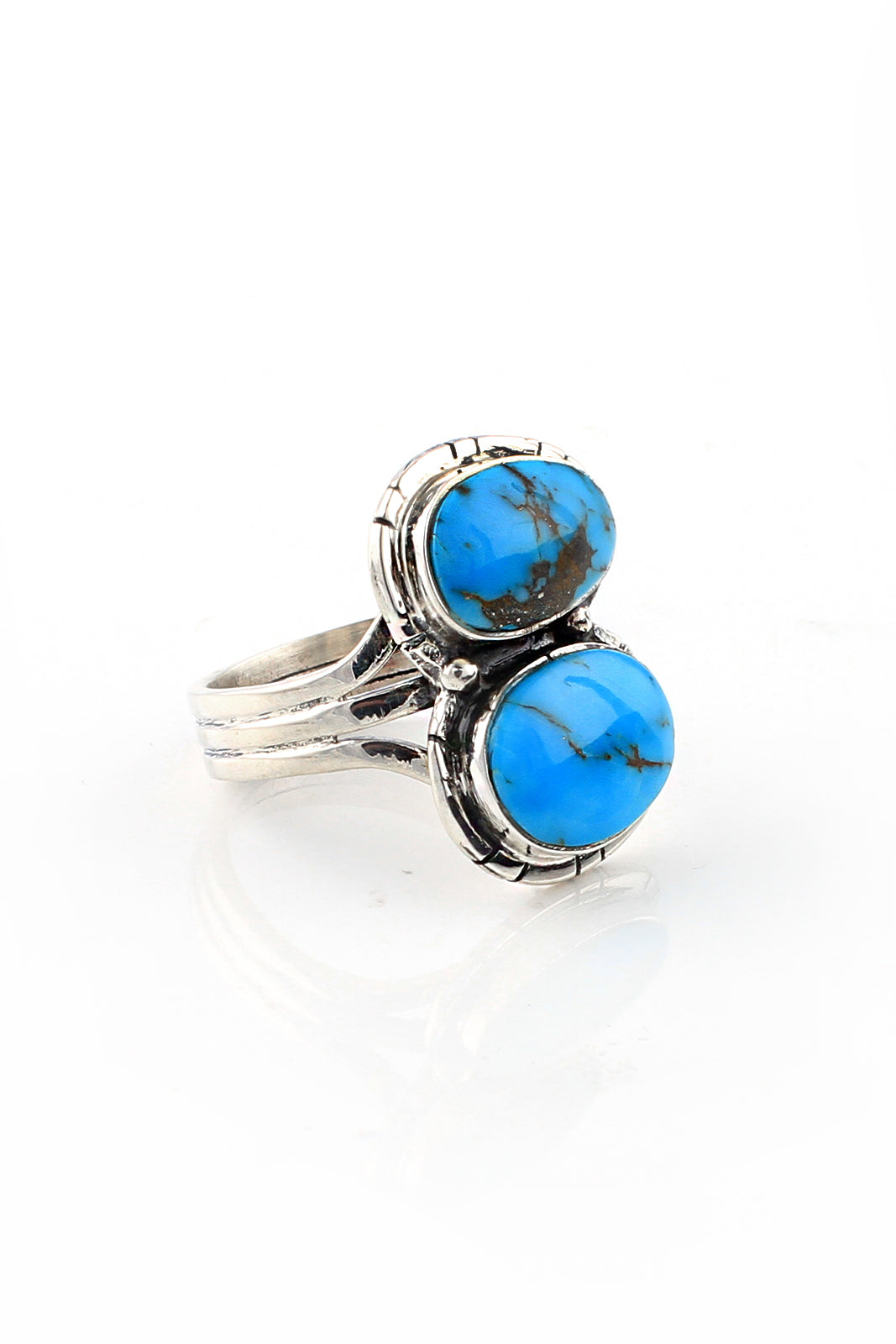 Double Stone Turquoise Navajo Ring (Size 6.75) – Silver Eagle Gallery