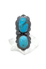 Navajo Double Stone Kingman Turquoise Ring (Size 10 ½)