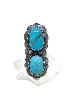 
                
                    Load image into Gallery viewer, Navajo Double Stone Kingman Turquoise Ring (Size 10 ½)
                
            
