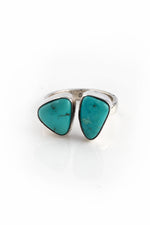 Double Stone Kingman Turquoise Ring (Size 7 adjustable)