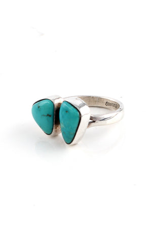 Double Stone Kingman Turquoise Ring (Size 7 adjustable)