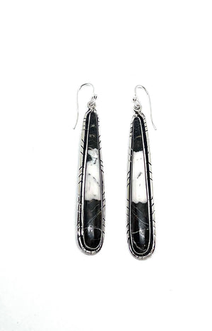 
                
                    Load image into Gallery viewer, John King White Buffalo and Sterling Silver Freeform Earrings
                
            