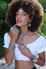 Bobby Johnson Dry Creek White Turquoise Cluster Ring (Size 7)