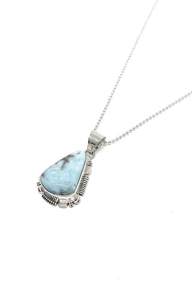
                
                    Load image into Gallery viewer, Larry Yazzie Dry Creek White Turquoise Pendant
                
            