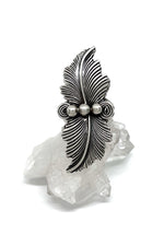 Navajo Oxidized Sterling Silver Applique Ring (Size 7)