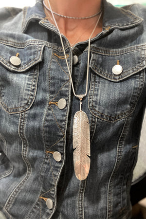 Ben Begay Women’s Large Sterling Silver Feather Pendant