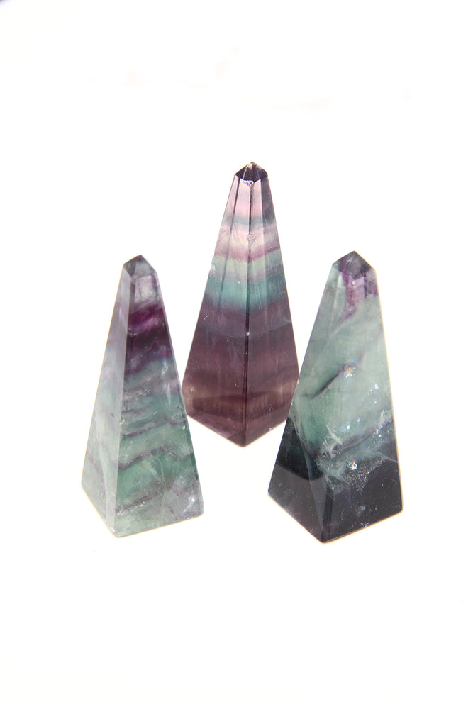 
                
                    Load image into Gallery viewer, Tiny Green Rainbow Fluorite Obelisk
                
            