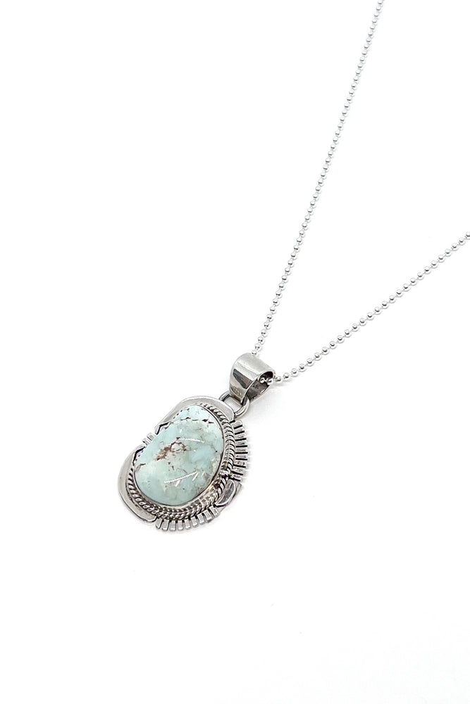 
                
                    Load image into Gallery viewer, Delicate Dry Creek White Turquoise Sterling Silver Pendant
                
            