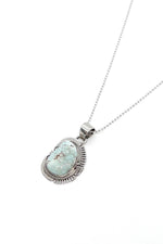 Delicate Dry Creek White Turquoise Sterling Silver Pendant