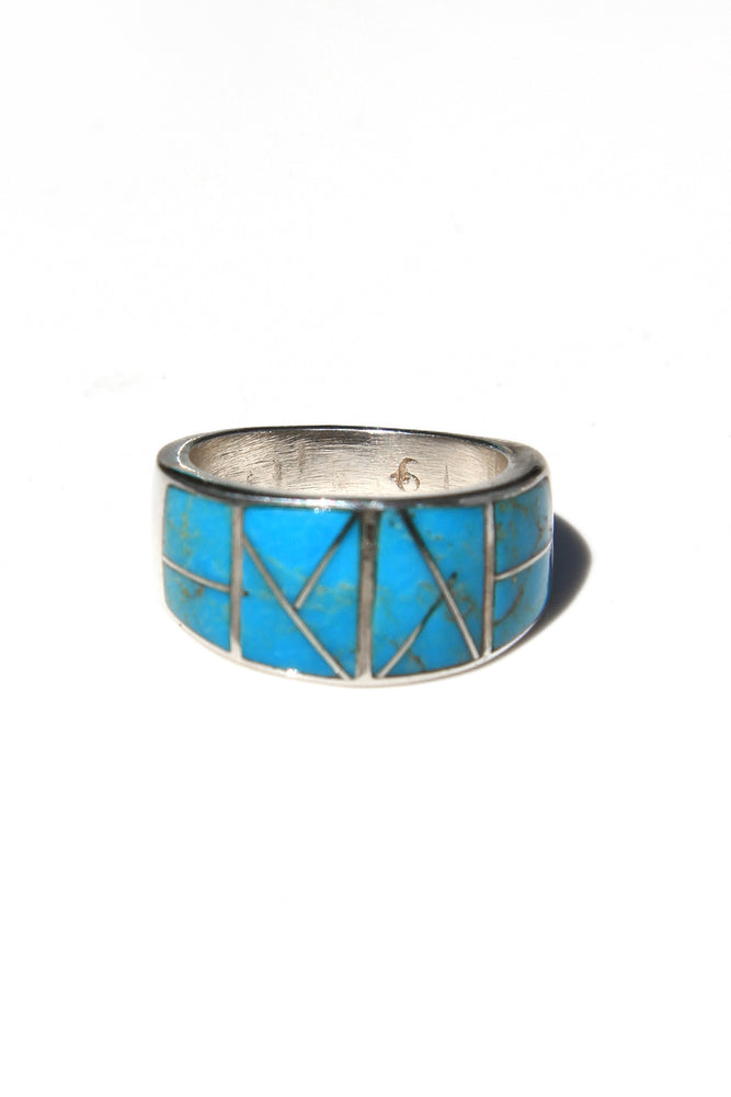 
                
                    Load image into Gallery viewer, Navajo Turquoise Inlay Ring (Size 6.5)
                
            