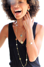 Gold Plated Labradorite Disc Necklace