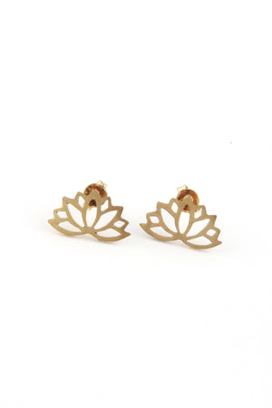Gold Plated Lotus Flower Post Earrings