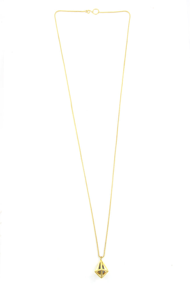 Gold Plated Labradorite Cage Necklace