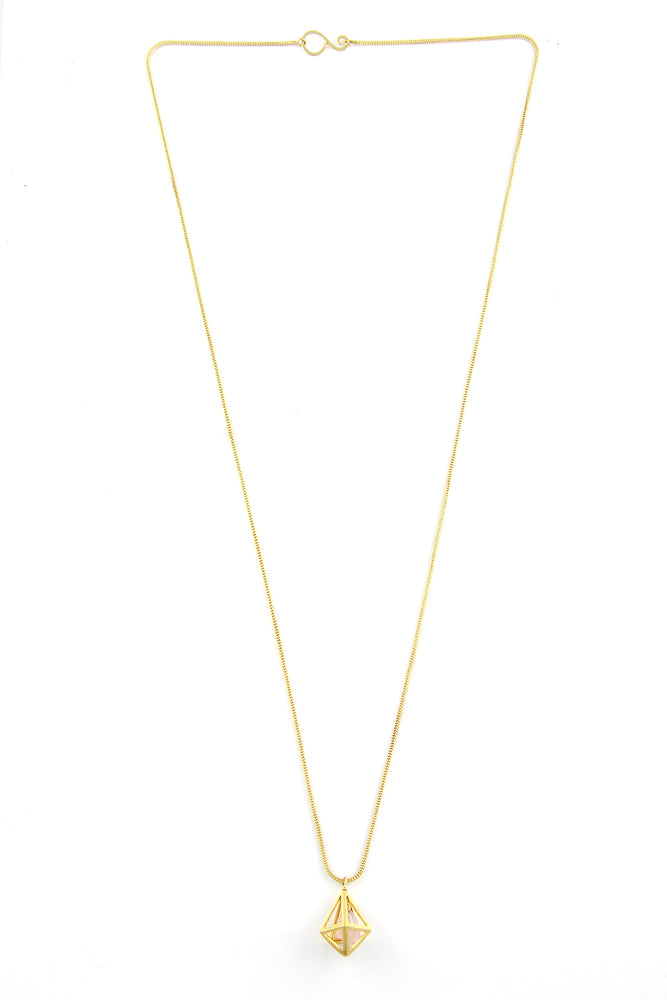 
                
                    Load image into Gallery viewer, Gold Plated Rose Quartz Cage Necklace
                
            