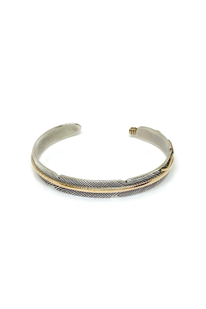 Narrow Navajo Feather Sterling Silver and Gold Cuff Bracelet – Silver ...