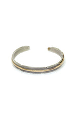 Narrow Navajo Feather Sterling Silver and Gold Cuff Bracelet