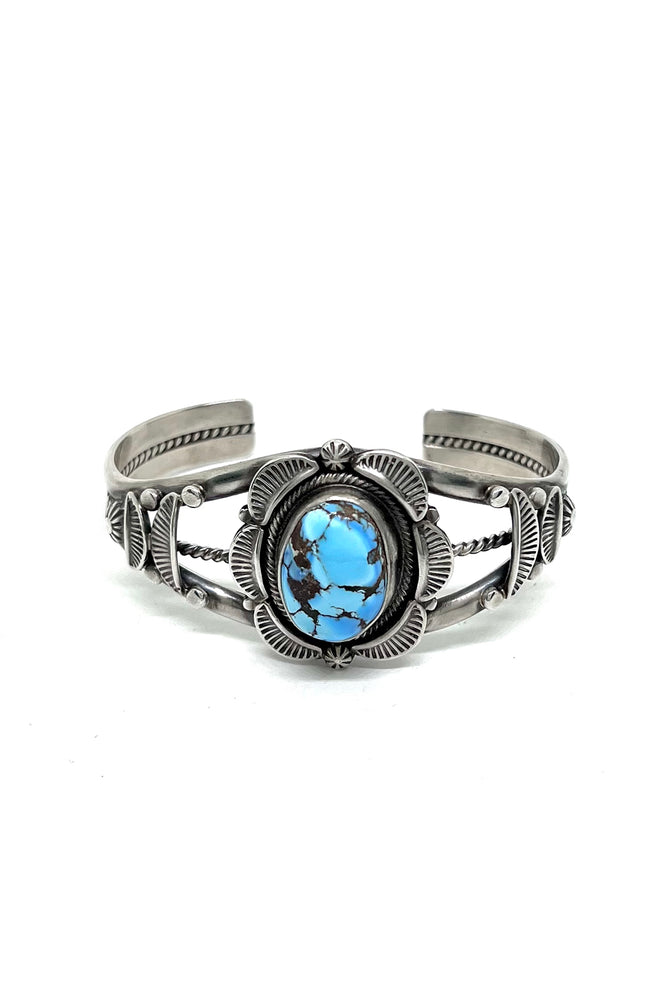 
                
                    Load image into Gallery viewer, Navajo Landoll Benally Golden Hills Turquoise Cuff Bracelet
                
            