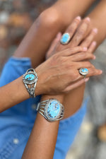 Navajo Landoll Benally Golden Hills Turquoise Cuff Bracelet