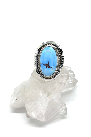 Nathanial Jake Sterling Silver Oval Golden Hills Turquoise Ring (Size 8)