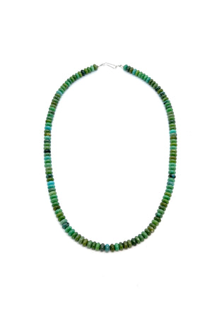 
                
                    Load image into Gallery viewer, Emerald Valley Turquoise Santo Domingo Rondelle Bead Necklace
                
            