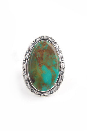 Anthony Kee Women’s Navajo Turquoise and Sterling Silver Ring (Size 9)
