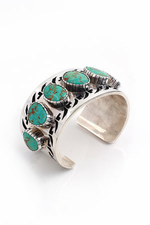 
                
                    Load image into Gallery viewer, Lucian Koinva Kingman Turquoise Collector&amp;#39;s Overlay Cuff
                
            