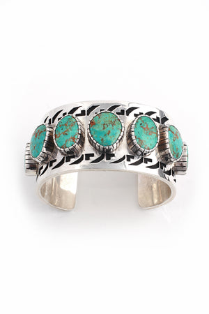
                
                    Load image into Gallery viewer, Lucian Koinva Kingman Turquoise Collector&amp;#39;s Overlay Cuff
                
            