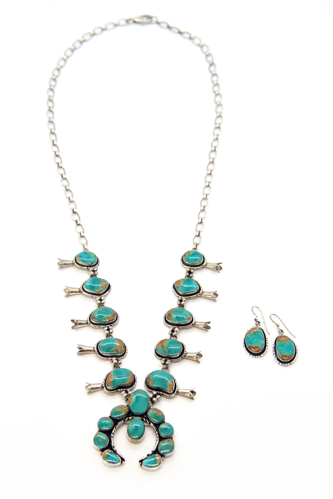 Royston Turquoise Squash Blossom Necklace Set
