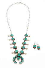 Royston Turquoise Squash Blossom Necklace with Earrings