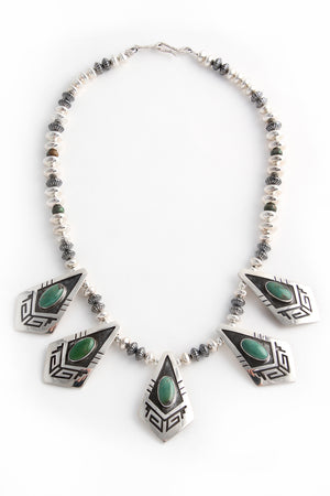 
                
                    Load image into Gallery viewer, Everett and Mary Teller Green Royston Turquoise Choker Necklace
                
            