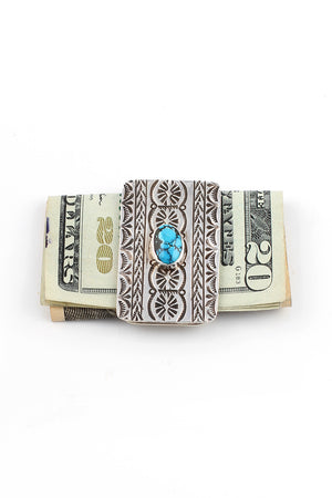 
                
                    Load image into Gallery viewer, Navajo Sterling Silver Turquoise Money Clip
                
            