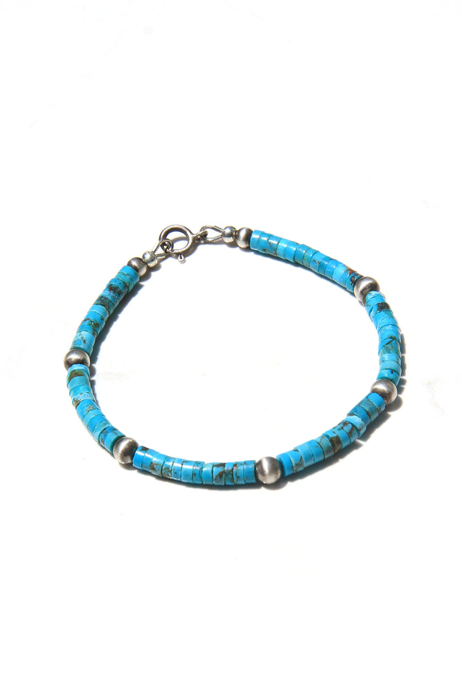 Turquoise Heishi and Oxidized Bead Bracelet