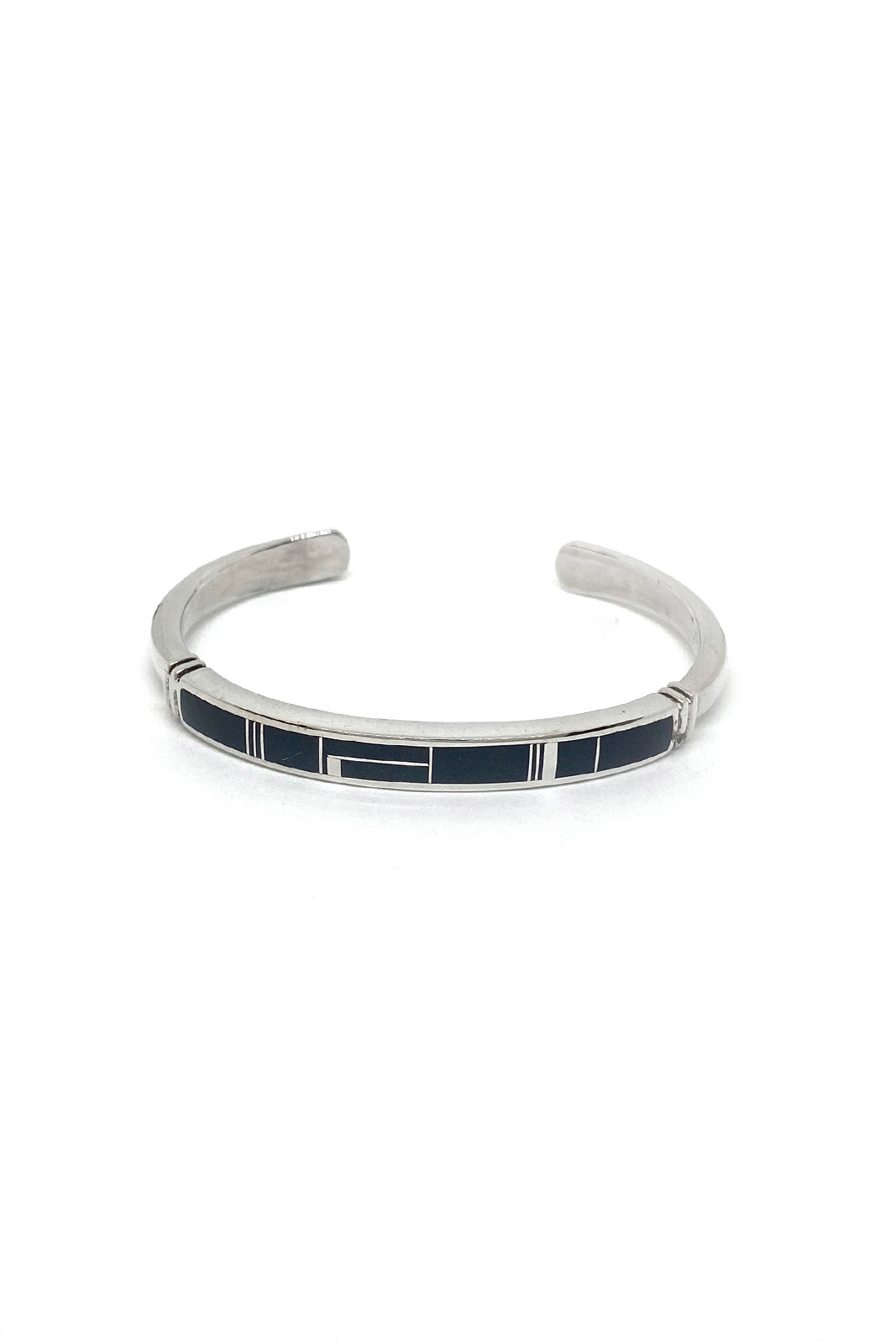 Navajo Onyx Inlay Sterling Silver Cuff – Silver Eagle Gallery