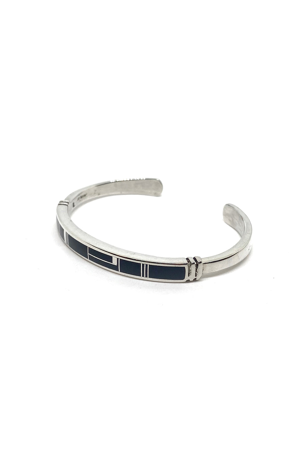 Navajo Onyx Inlay Sterling Silver Cuff – Silver Eagle Gallery