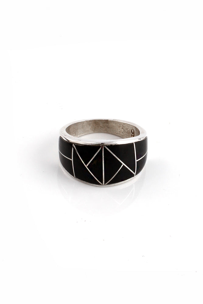 Channel Inlay Onyx Band Ring (Size 5.75)