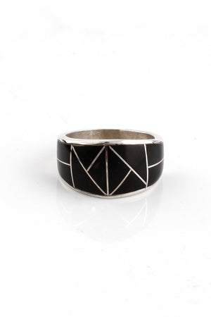 Channel Inlay Onyx Band Ring (Size 5.75)
